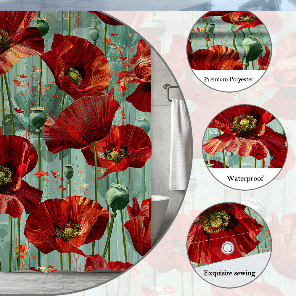 Custom Printed Bath Curtain — custom printed polyester bath curtain detail view