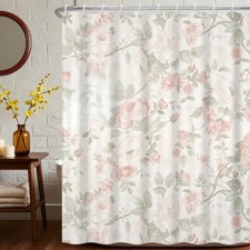 Vintage Rose Shower Curtain with Hooks 72x72 72"W x 72"L (Pack of 1) Flowers07 — custom printed polyester bath curtain