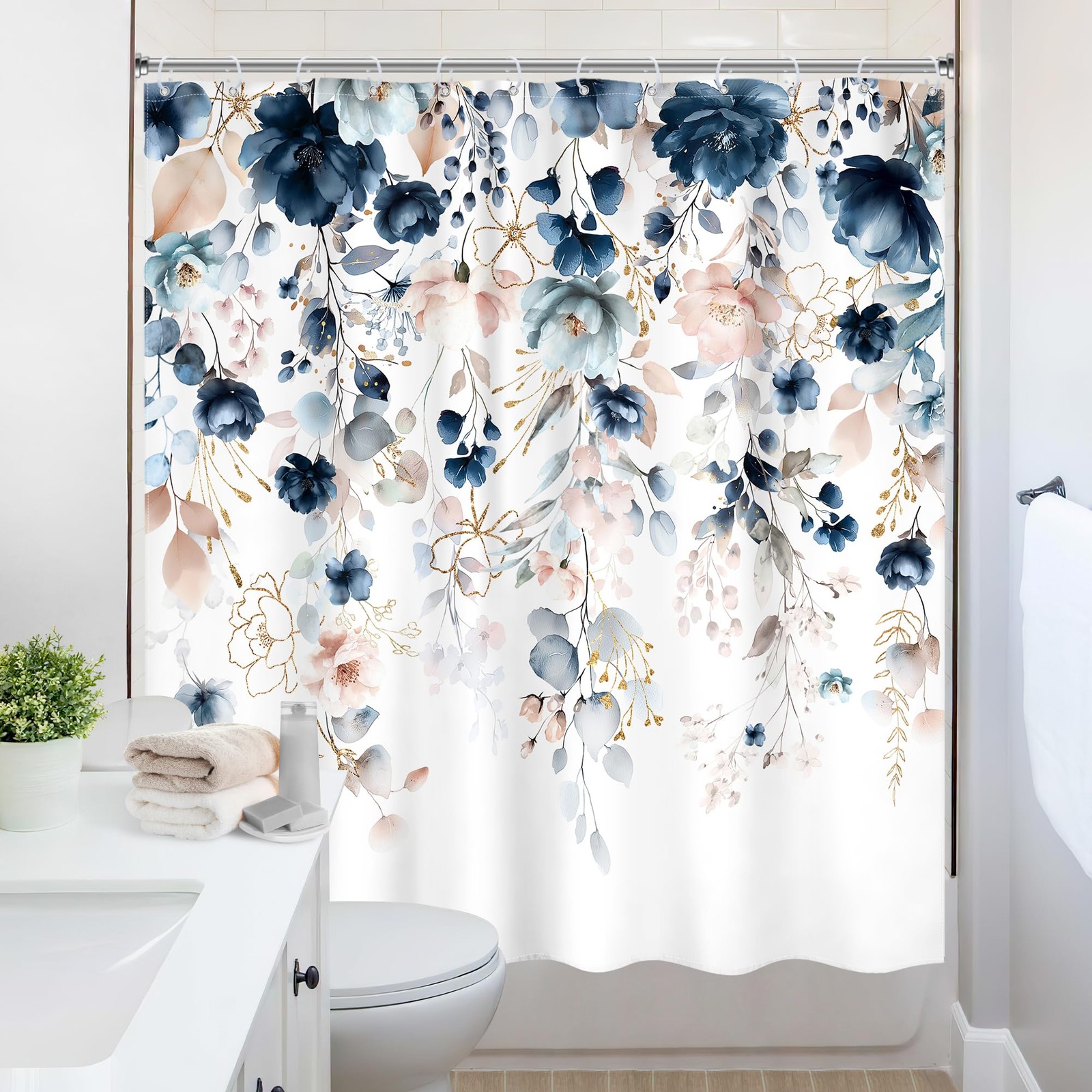 Custom Printed Bath Curtain — custom printed polyester bath curtain detail view
