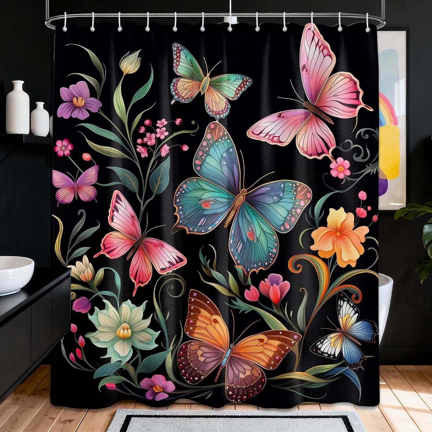 Custom Printed Bath Curtain — custom printed polyester bath curtain detail view