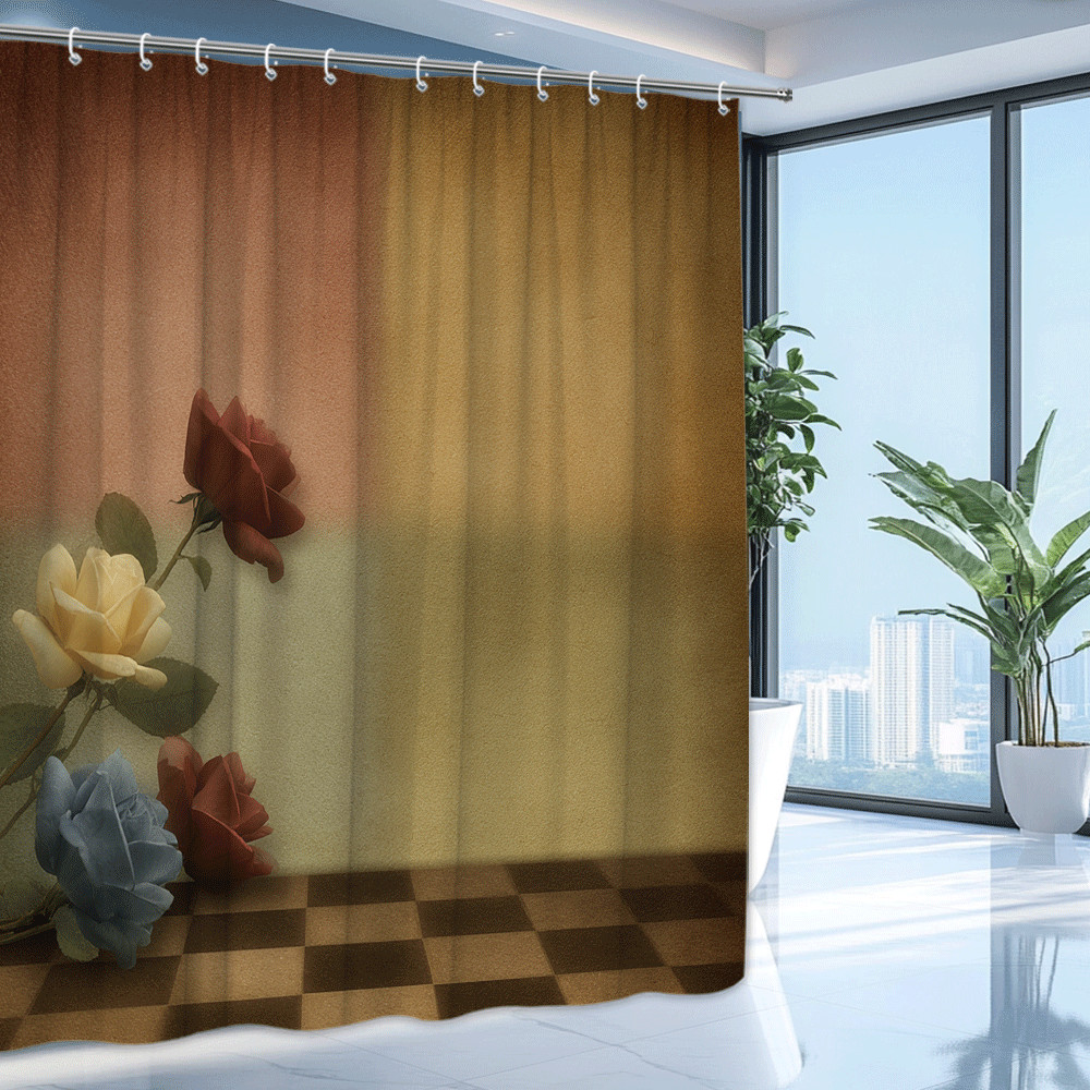Custom Printed Bath Curtain — custom printed polyester bath curtain detail view