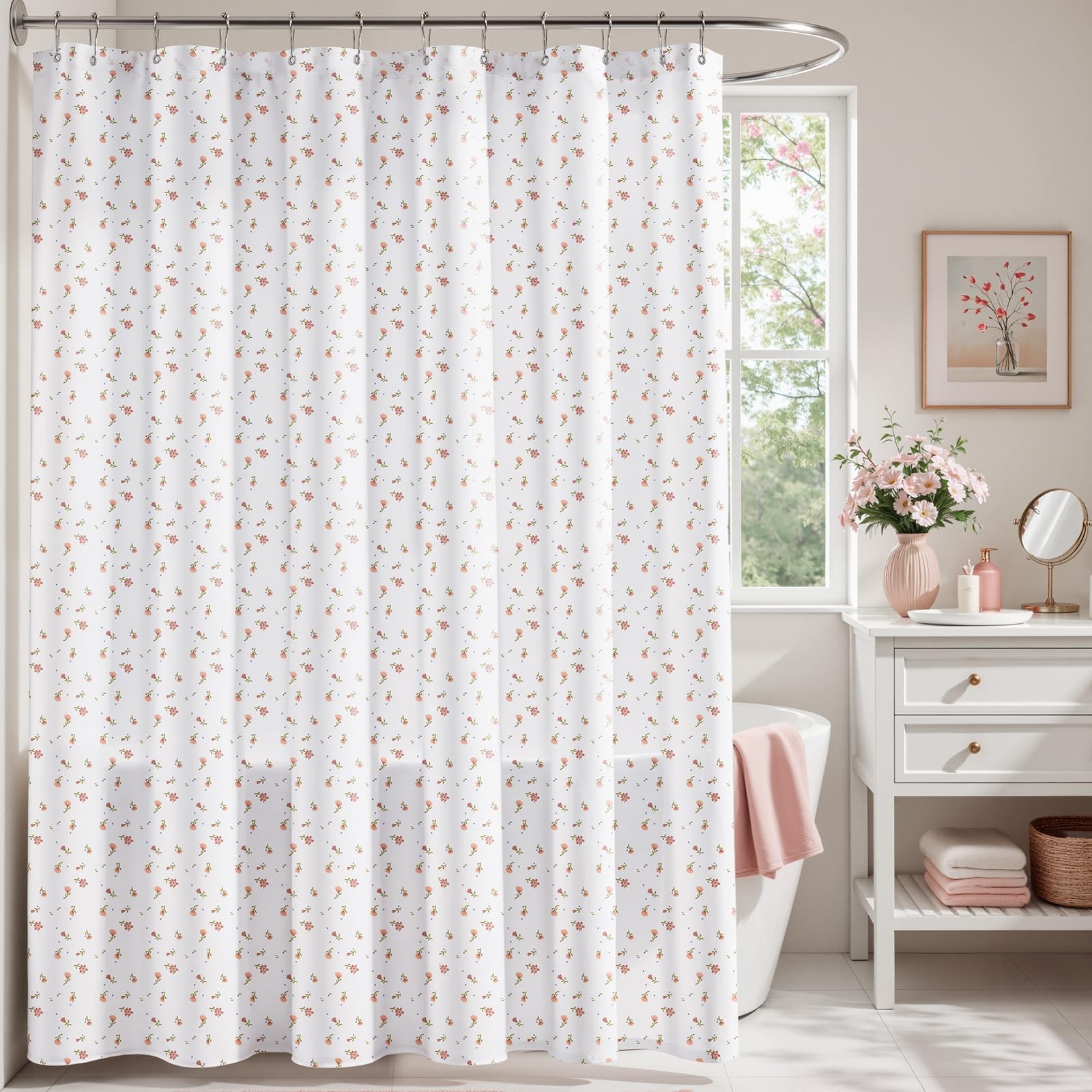 Custom Printed Bath Curtain — custom printed polyester bath curtain detail view