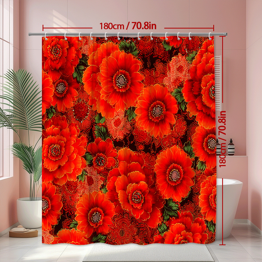 Custom Printed Bath Curtain — custom printed polyester bath curtain detail view