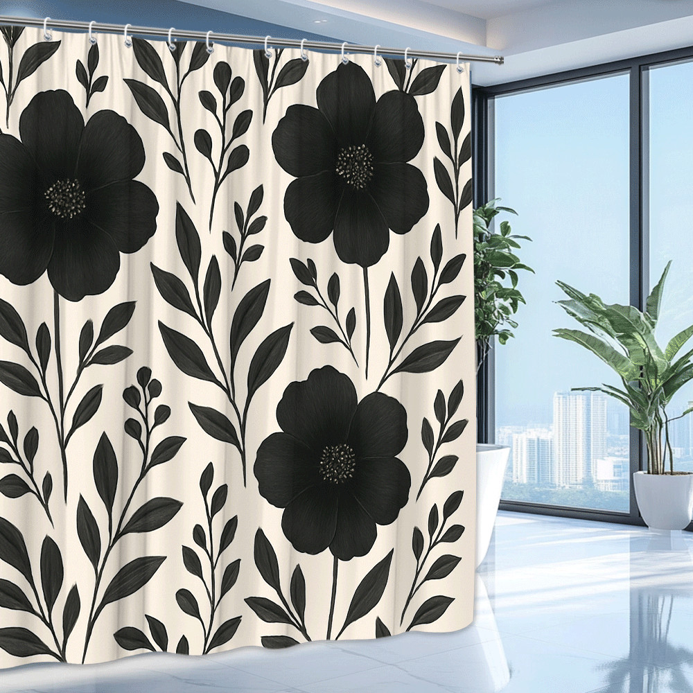 Custom Printed Bath Curtain — custom printed polyester bath curtain detail view