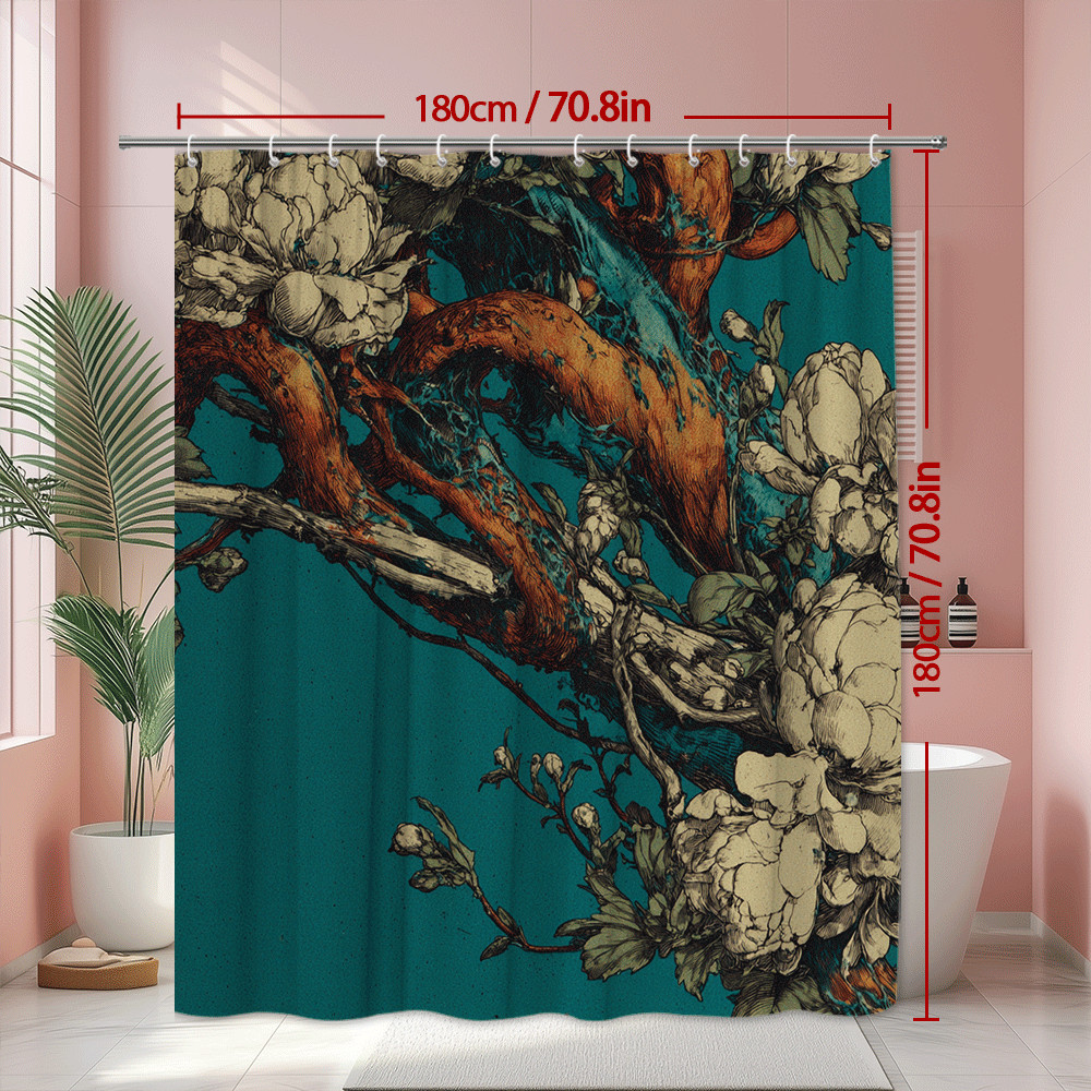 Custom Printed Bath Curtain — custom printed polyester bath curtain detail view