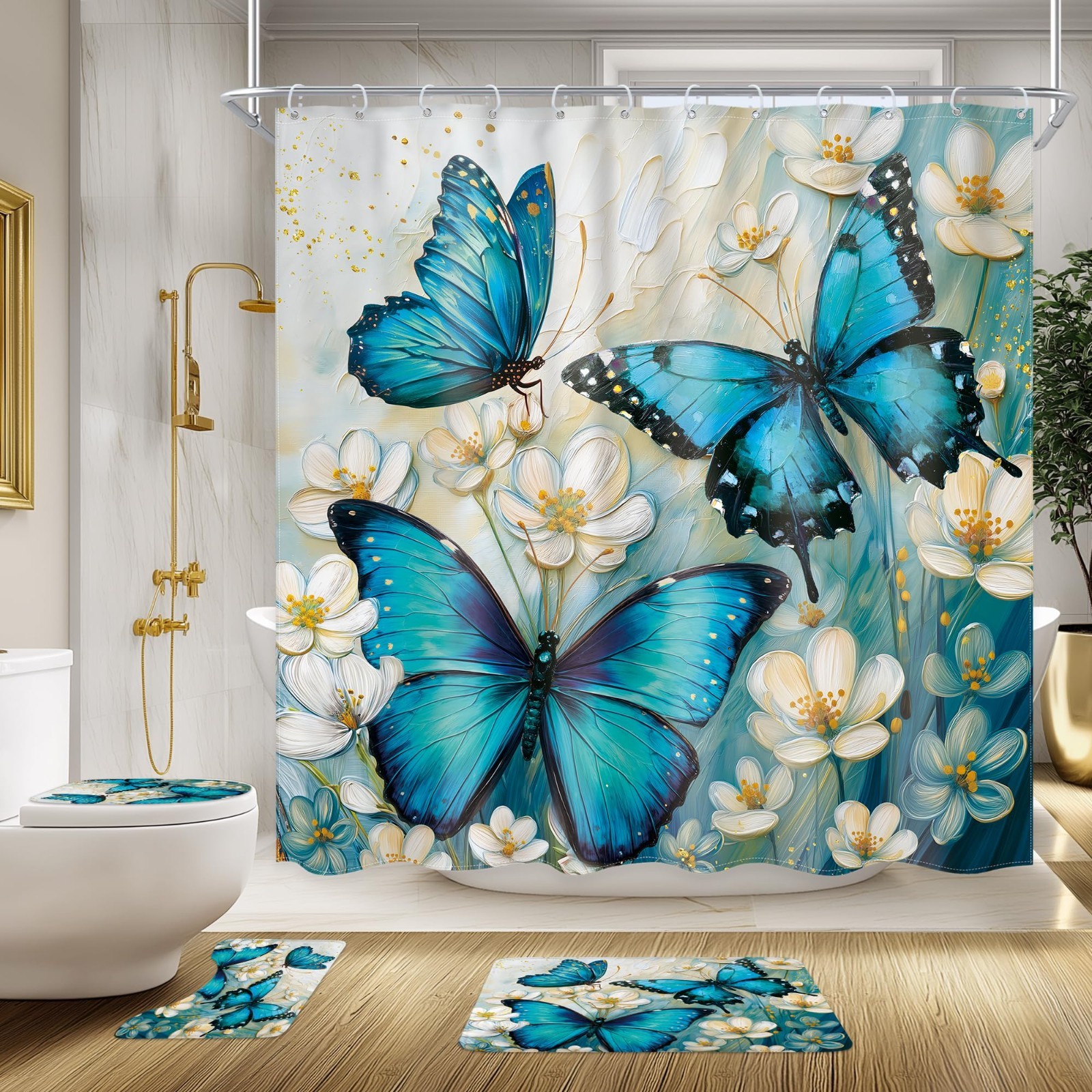 Custom Printed Bath Curtain — custom printed polyester bath curtain detail view