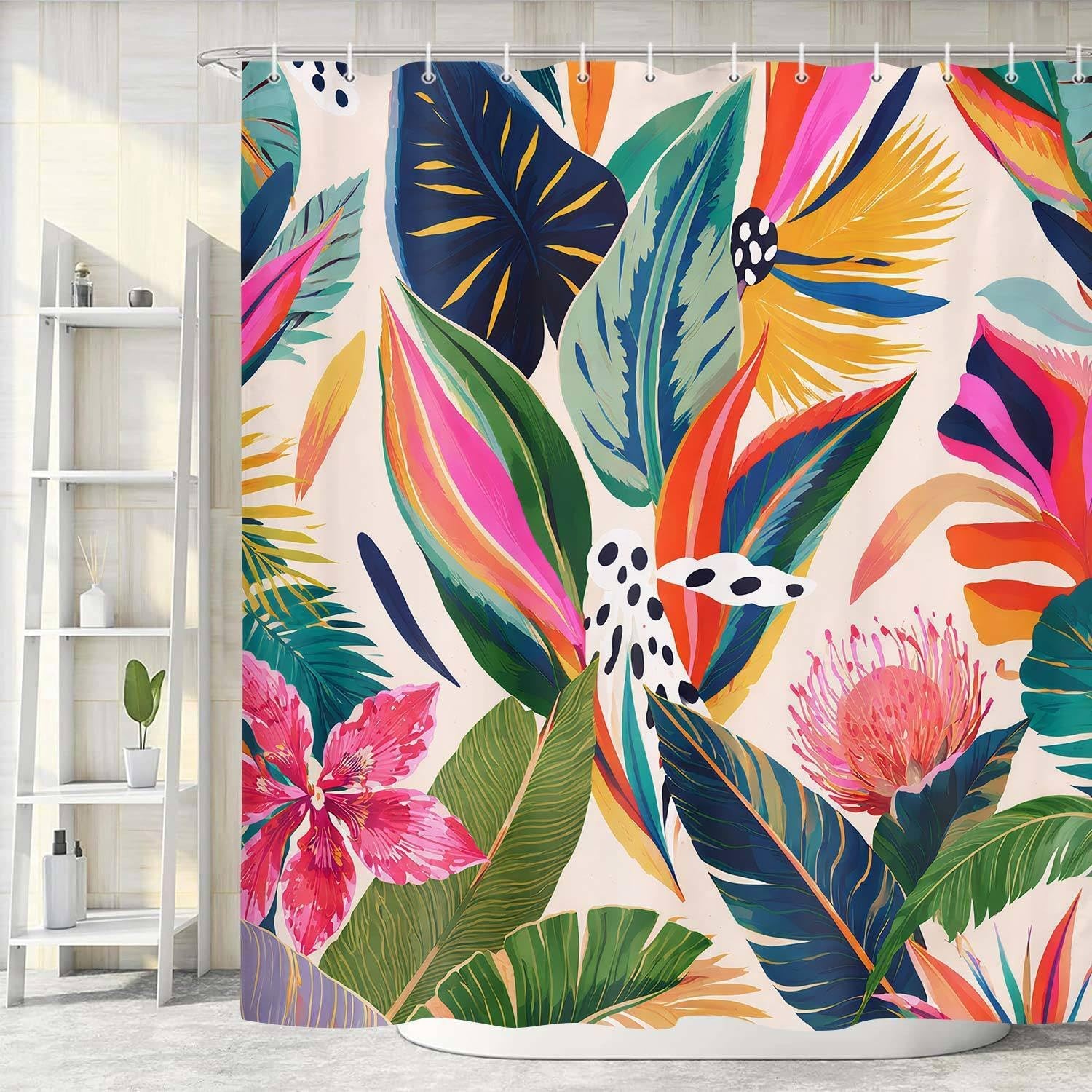 Custom Printed Bath Curtain — custom printed polyester bath curtain detail view