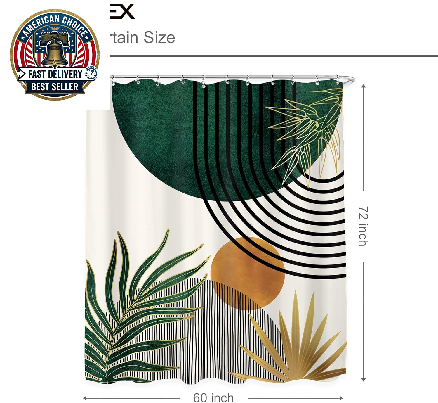 Custom Printed Bath Curtain — custom printed polyester bath curtain detail view