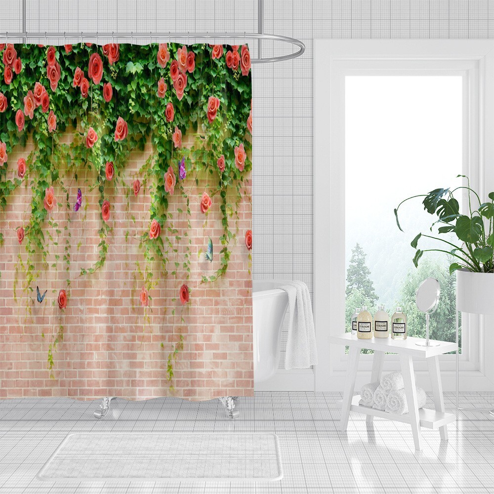 Custom Printed Bath Curtain — custom printed polyester bath curtain detail view