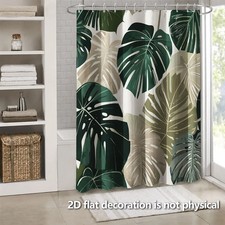 Waterproof Shower Curtain Tropical Monstera Leaves Pattern for Bathroom Decor — custom printed polyester bath curtain