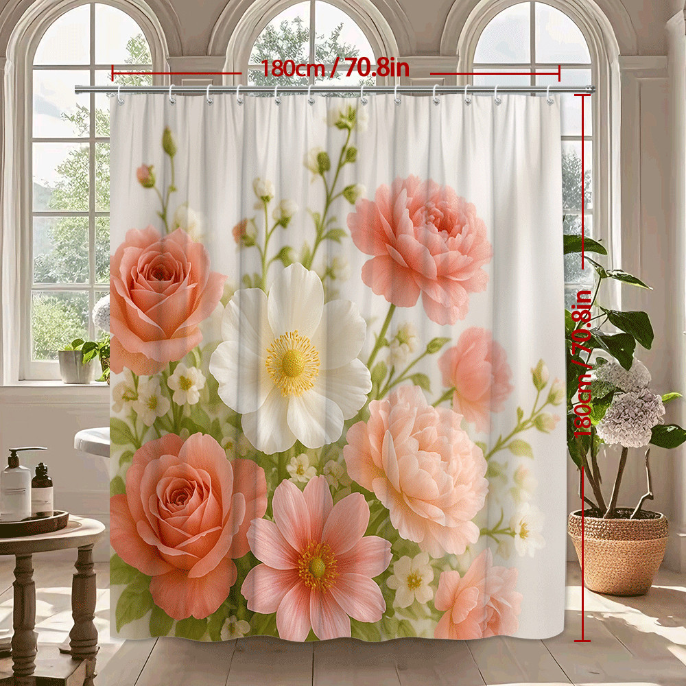 Custom Printed Bath Curtain — custom printed polyester bath curtain detail view