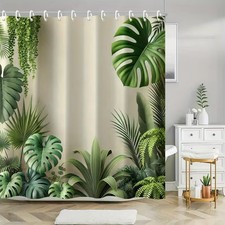 Tropical Palm Leaves Waterproof Shower Curtain Bathroom Decor Multi-size — custom printed polyester bath curtain