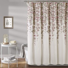 Weeping Flower Shower Curtain 72"W x 72"L Purple & Gray Fabric Shower Curtains — custom printed polyester bath curtain