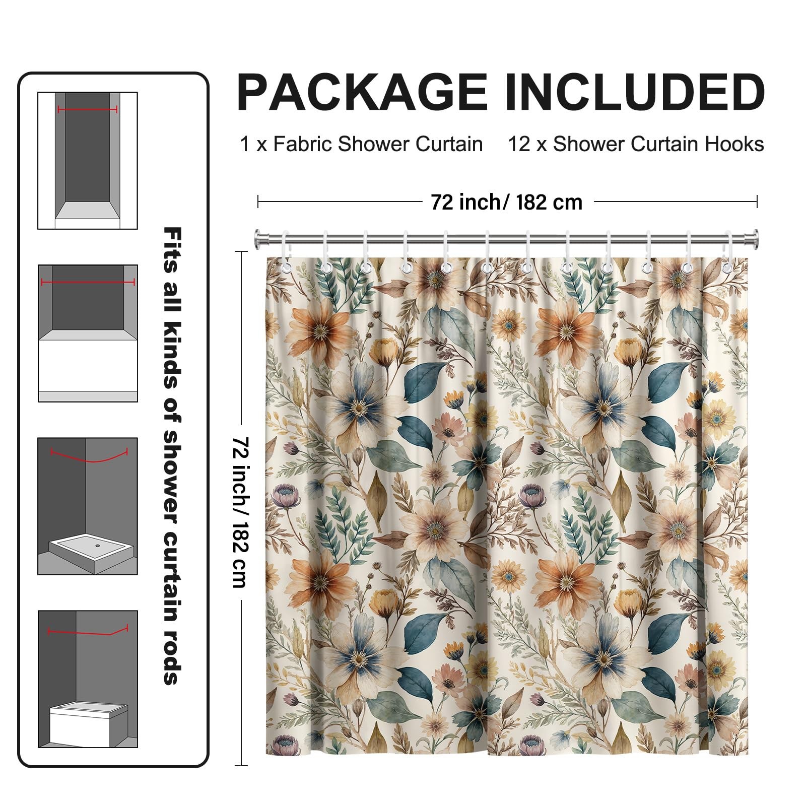 Custom Printed Bath Curtain — custom printed polyester bath curtain detail view