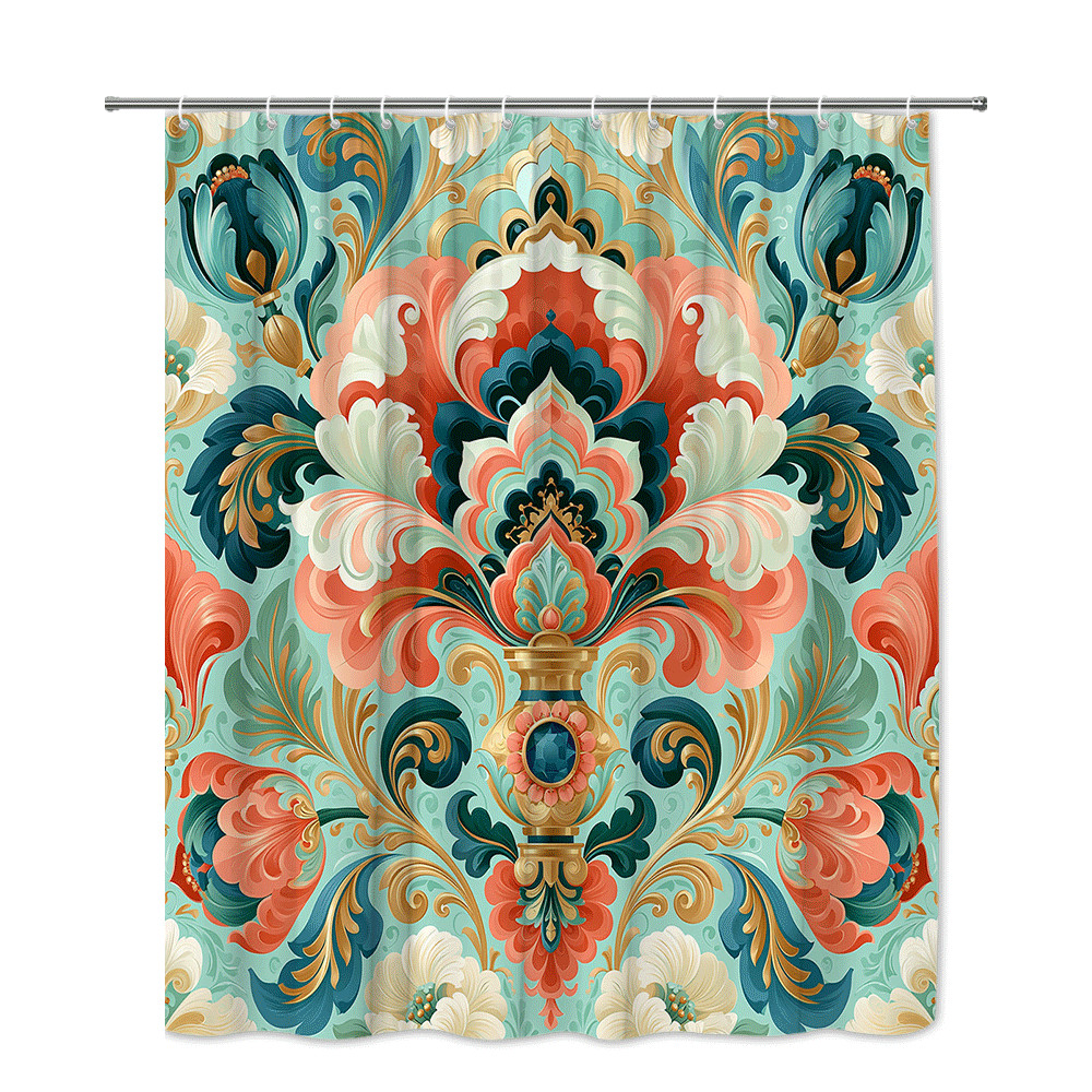 Custom Printed Bath Curtain — custom printed polyester bath curtain detail view