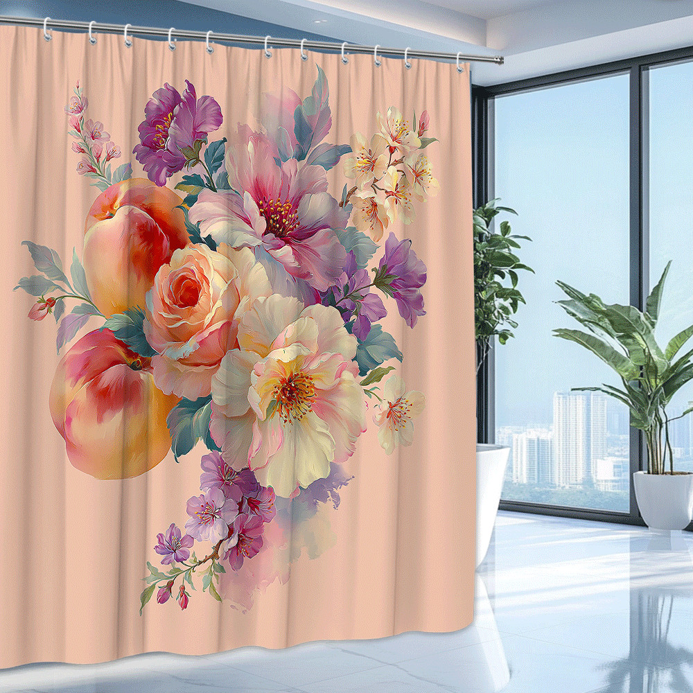 Custom Printed Bath Curtain — custom printed polyester bath curtain detail view