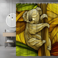 Koala Shower Curtain Colorful Leaf Art Print — custom printed polyester bath curtain