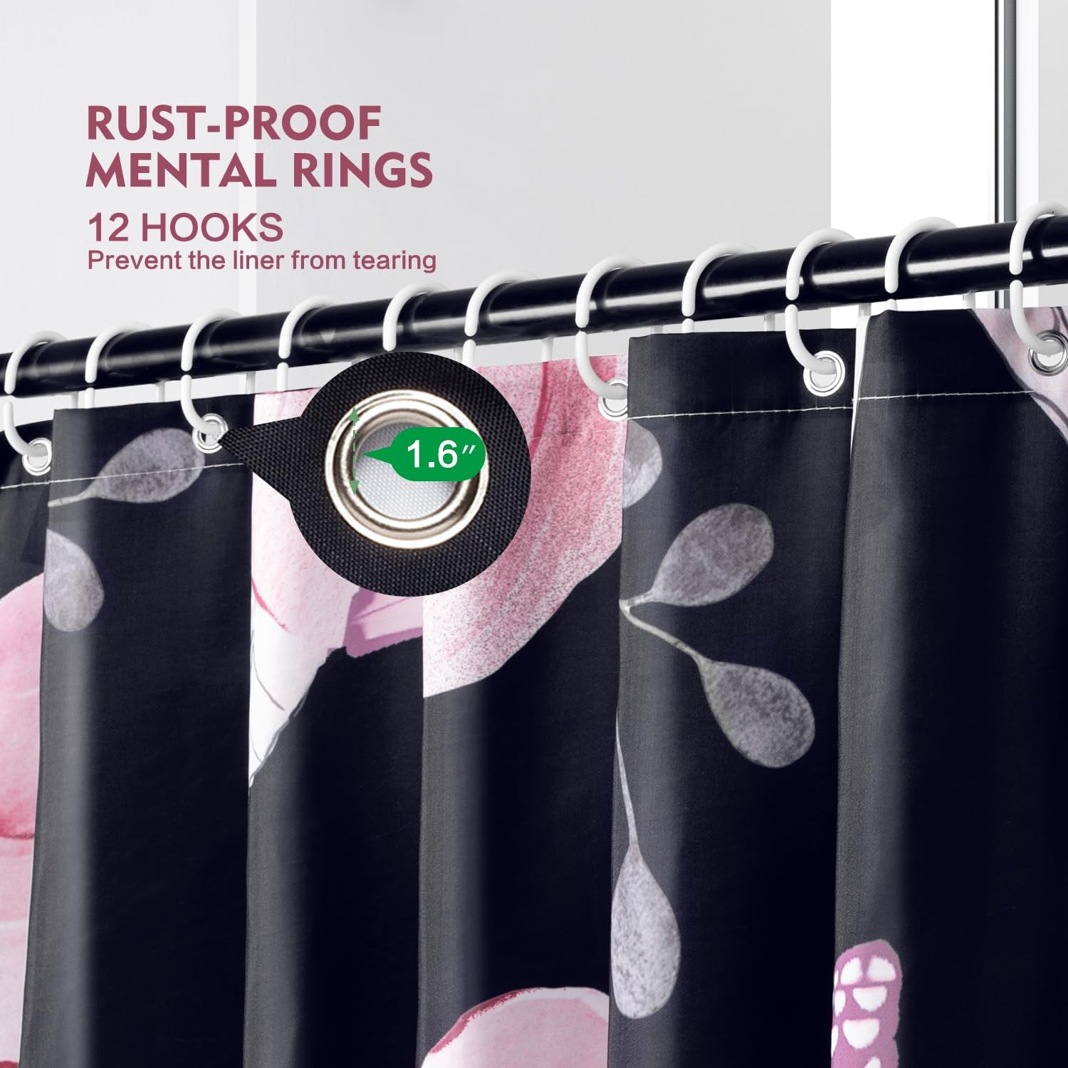 Custom Printed Bath Curtain — custom printed polyester bath curtain detail view