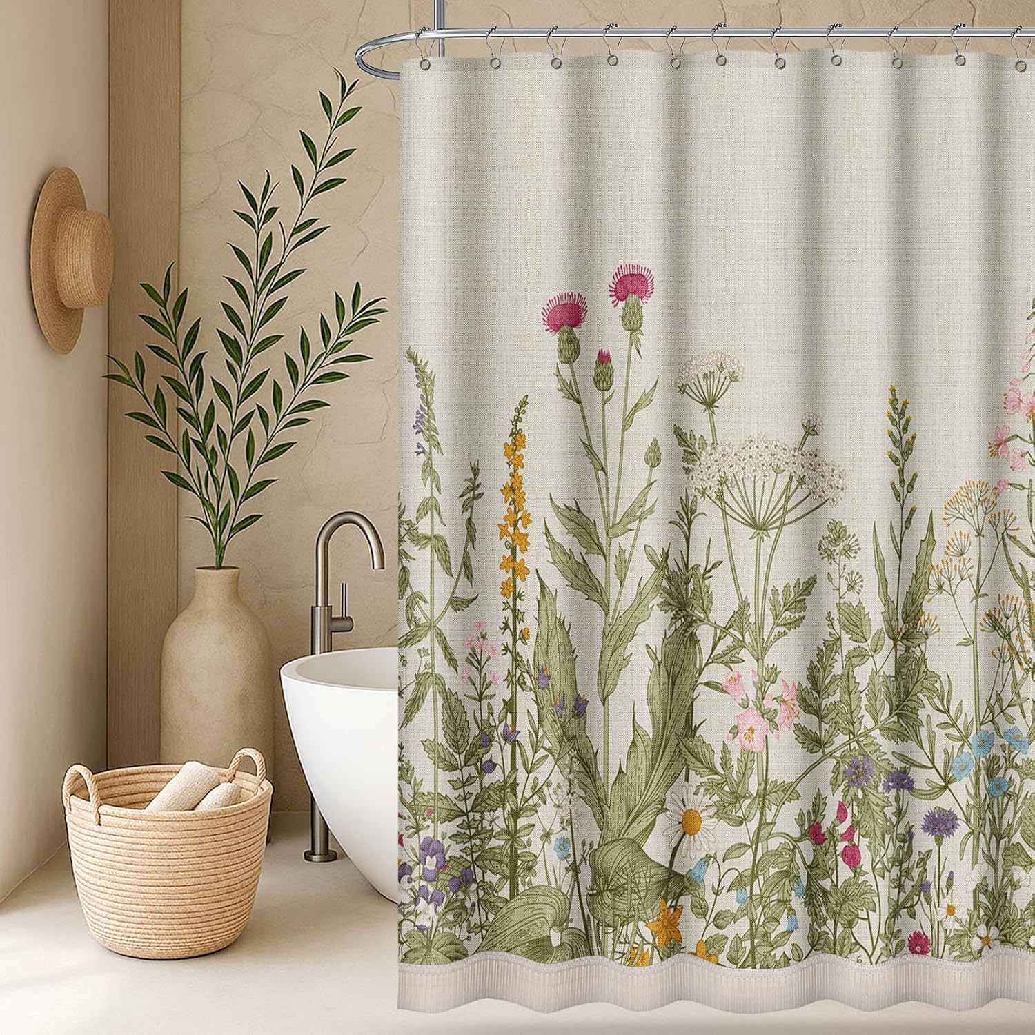 Custom Printed Bath Curtain — custom printed polyester bath curtain detail view