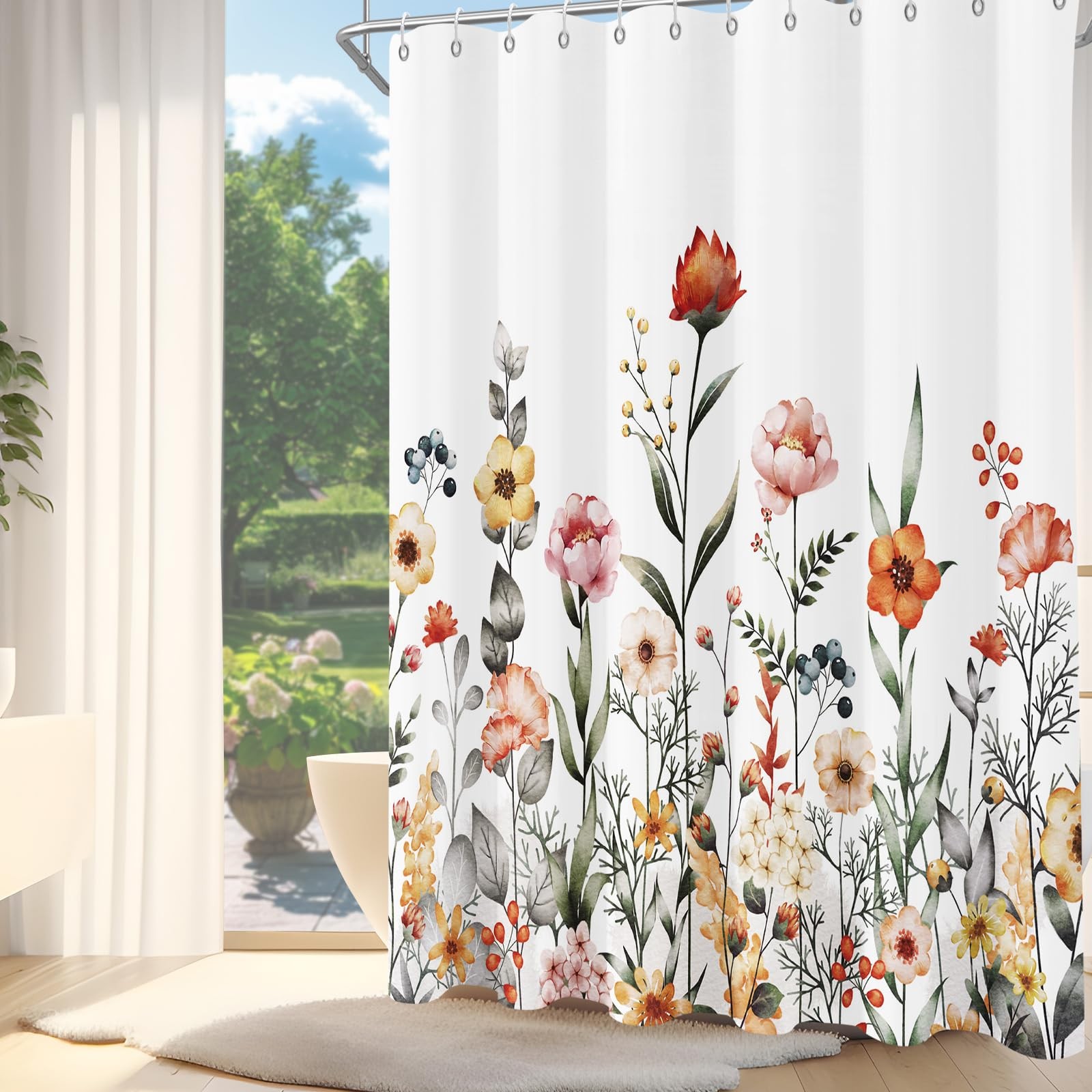 Custom Printed Bath Curtain — custom printed polyester bath curtain detail view