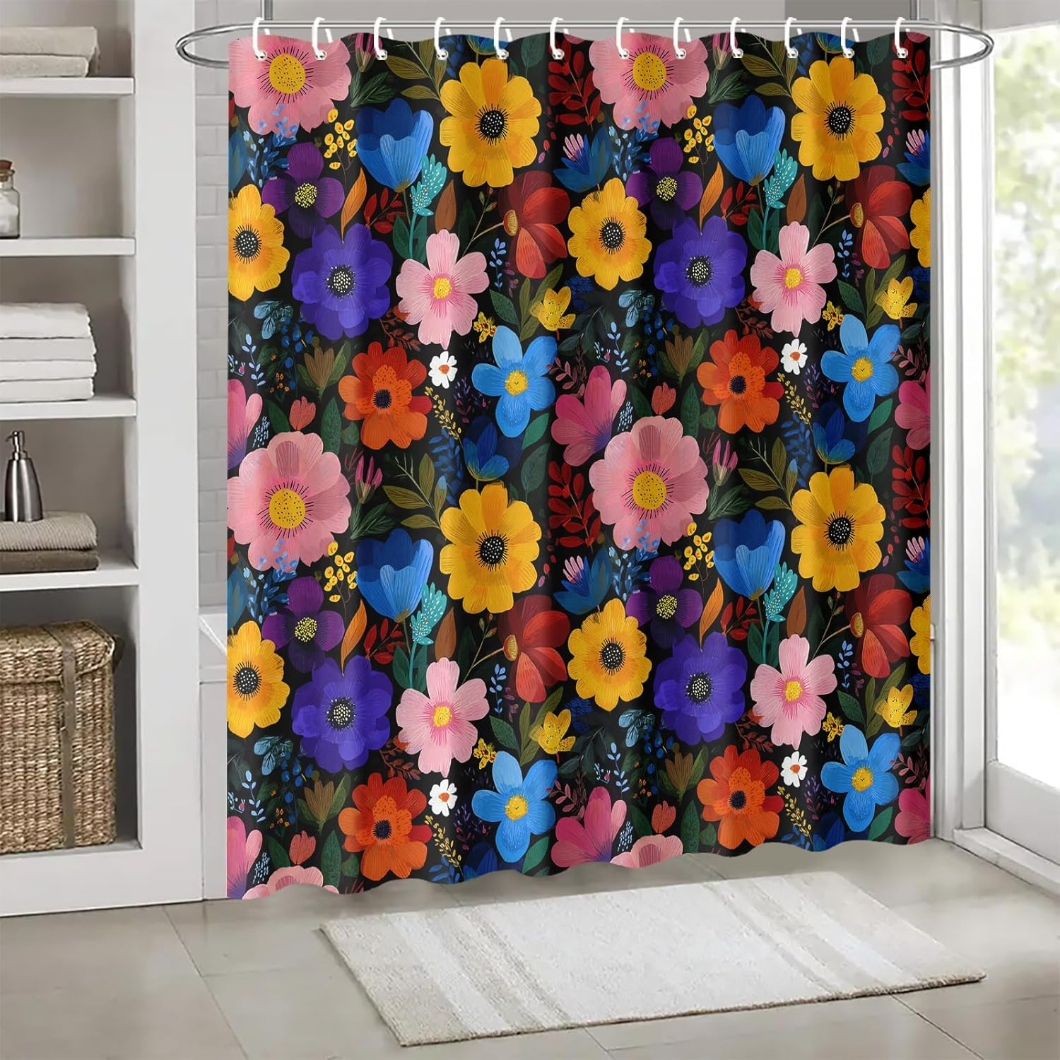 Custom Printed Bath Curtain — custom printed polyester bath curtain detail view