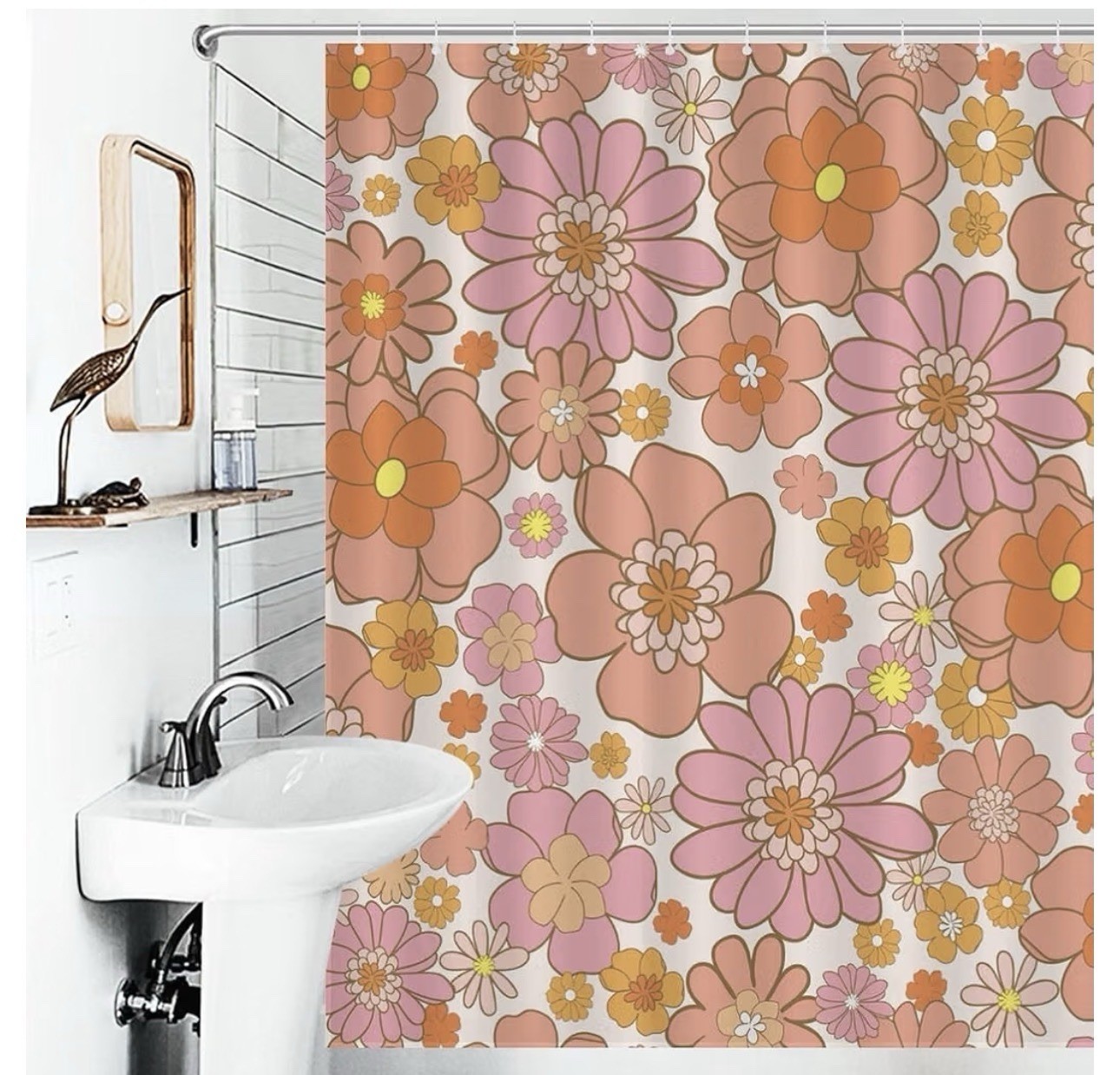 Custom Printed Bath Curtain — custom printed polyester bath curtain detail view