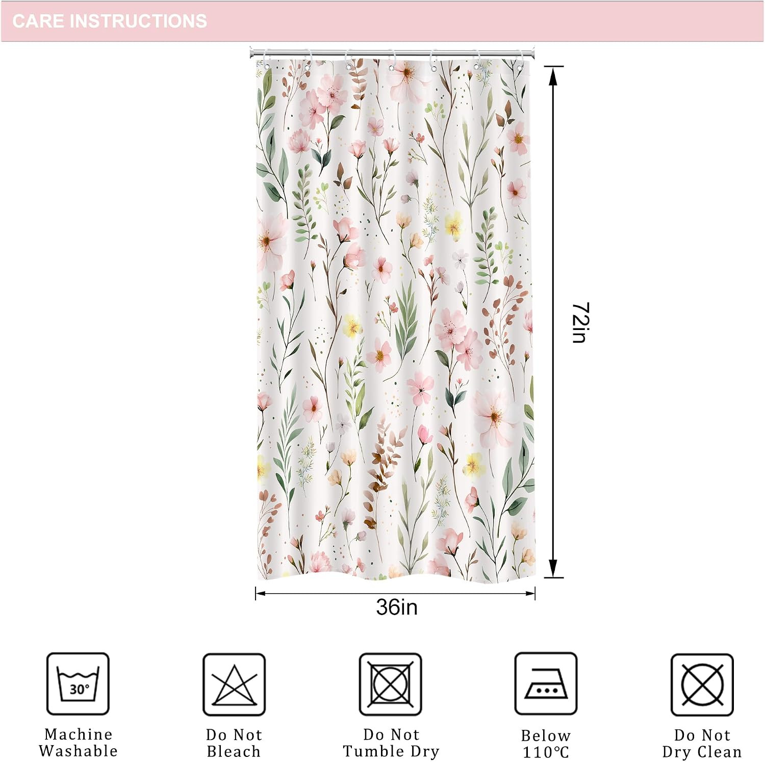 Custom Printed Bath Curtain — custom printed polyester bath curtain detail view