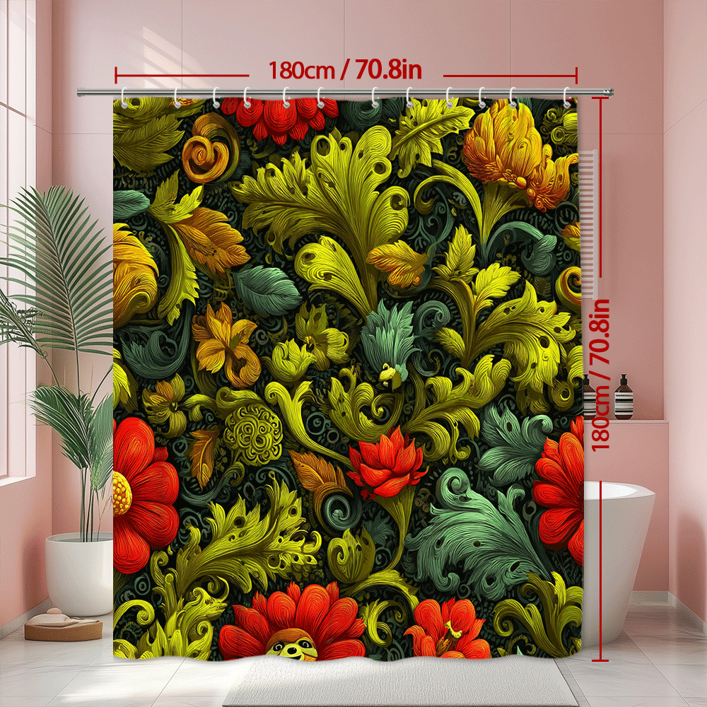 Custom Printed Bath Curtain — custom printed polyester bath curtain detail view