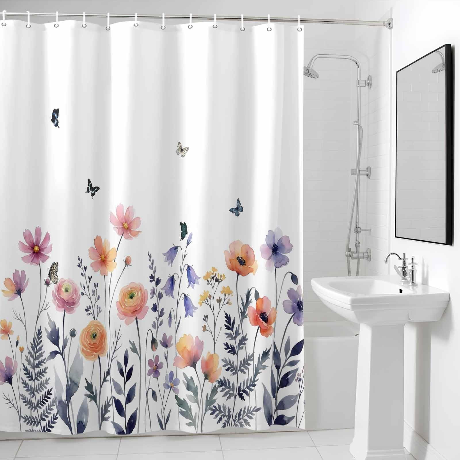 Custom Printed Bath Curtain — custom printed polyester bath curtain detail view