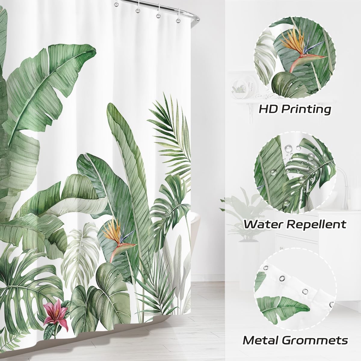Custom Printed Bath Curtain — custom printed polyester bath curtain detail view