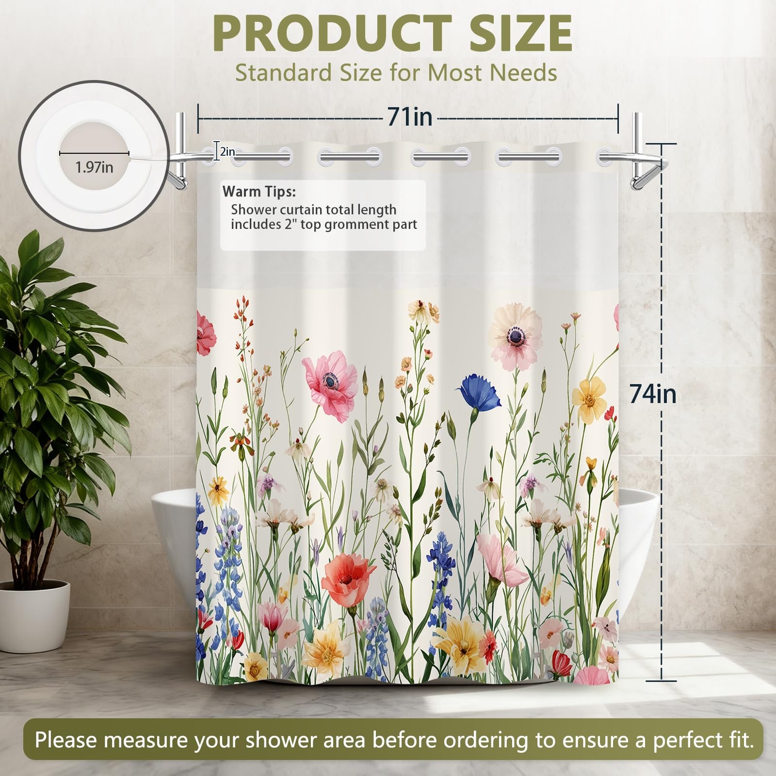 Custom Printed Bath Curtain — custom printed polyester bath curtain detail view