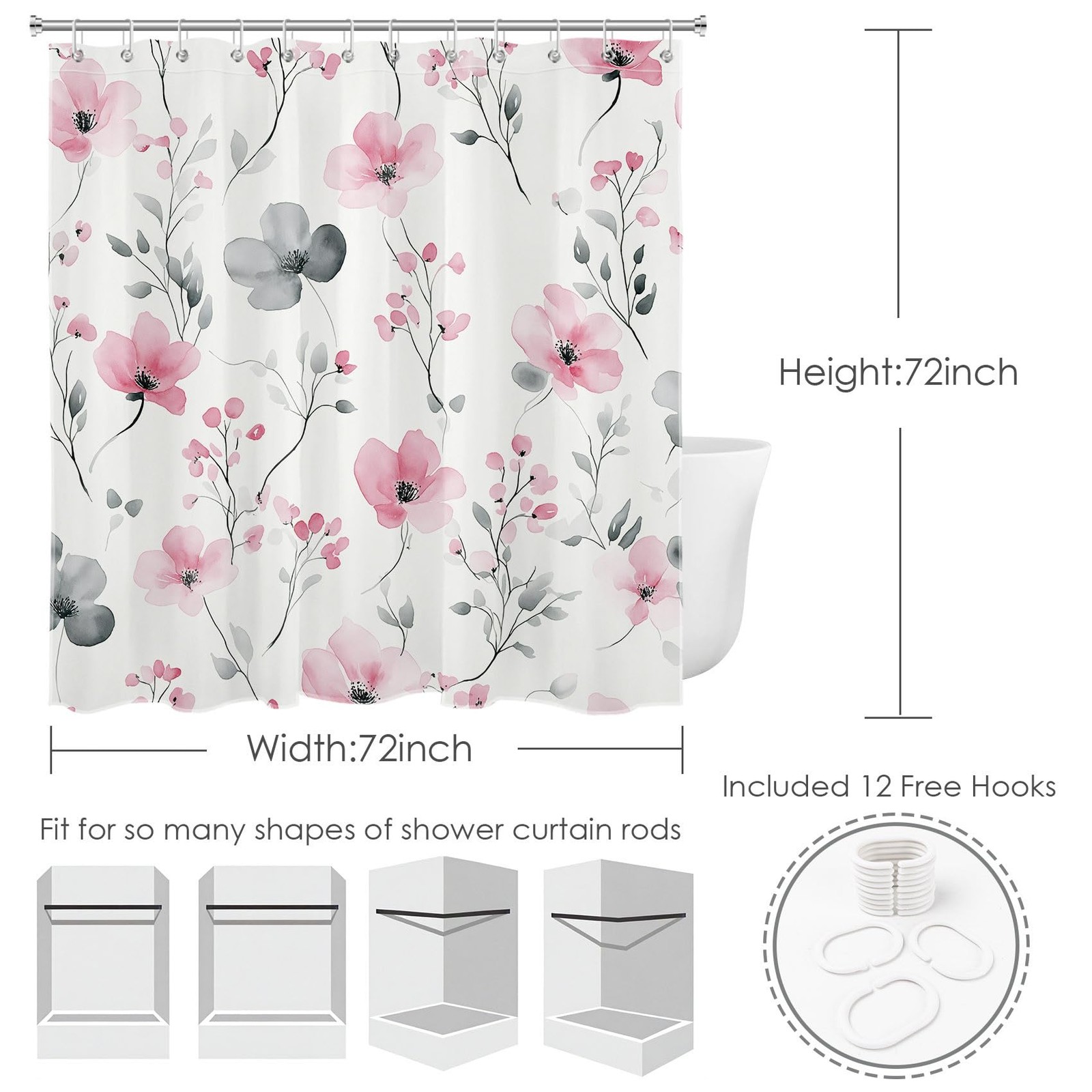 Custom Printed Bath Curtain — custom printed polyester bath curtain detail view