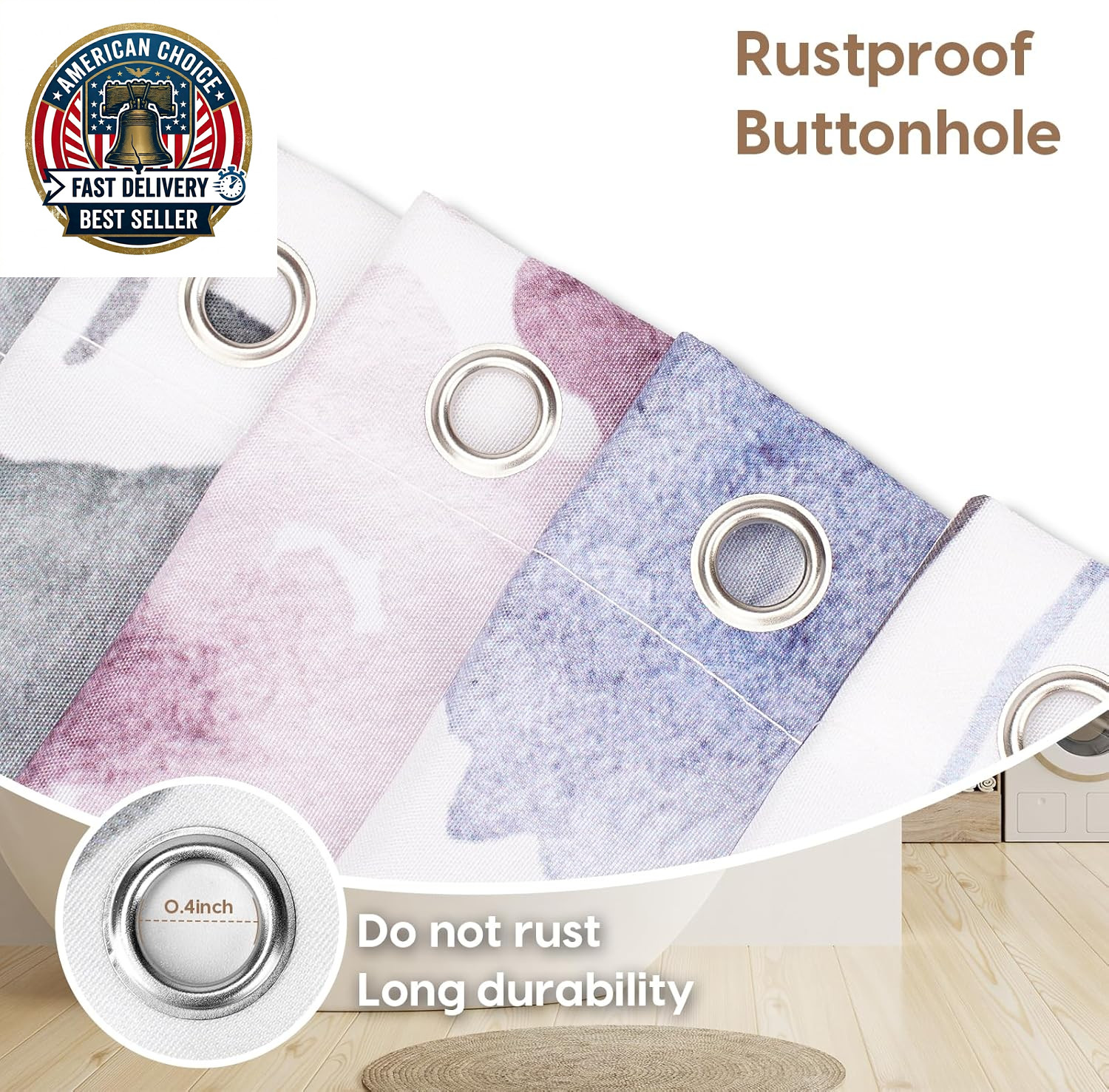 Custom Printed Bath Curtain — custom printed polyester bath curtain detail view