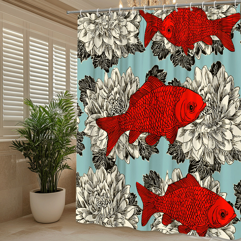 Custom Printed Bath Curtain — custom printed polyester bath curtain detail view