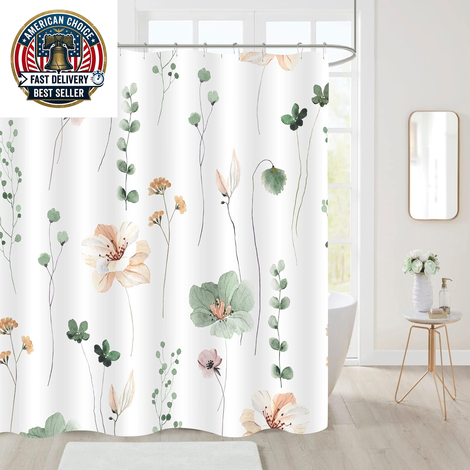 Custom Printed Bath Curtain — custom printed polyester bath curtain detail view