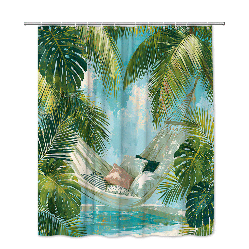 Custom Printed Bath Curtain — custom printed polyester bath curtain detail view