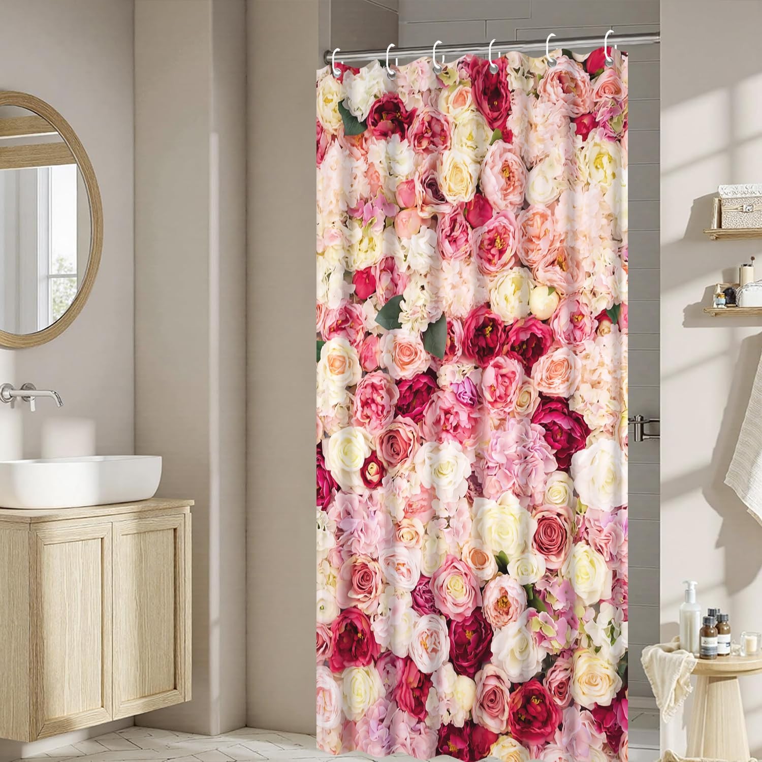Custom Printed Bath Curtain — custom printed polyester bath curtain