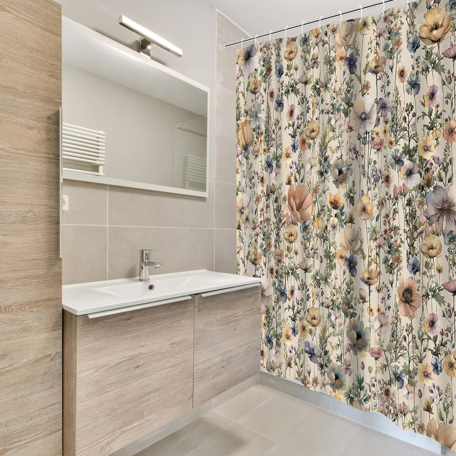 Custom Printed Bath Curtain — custom printed polyester bath curtain detail view