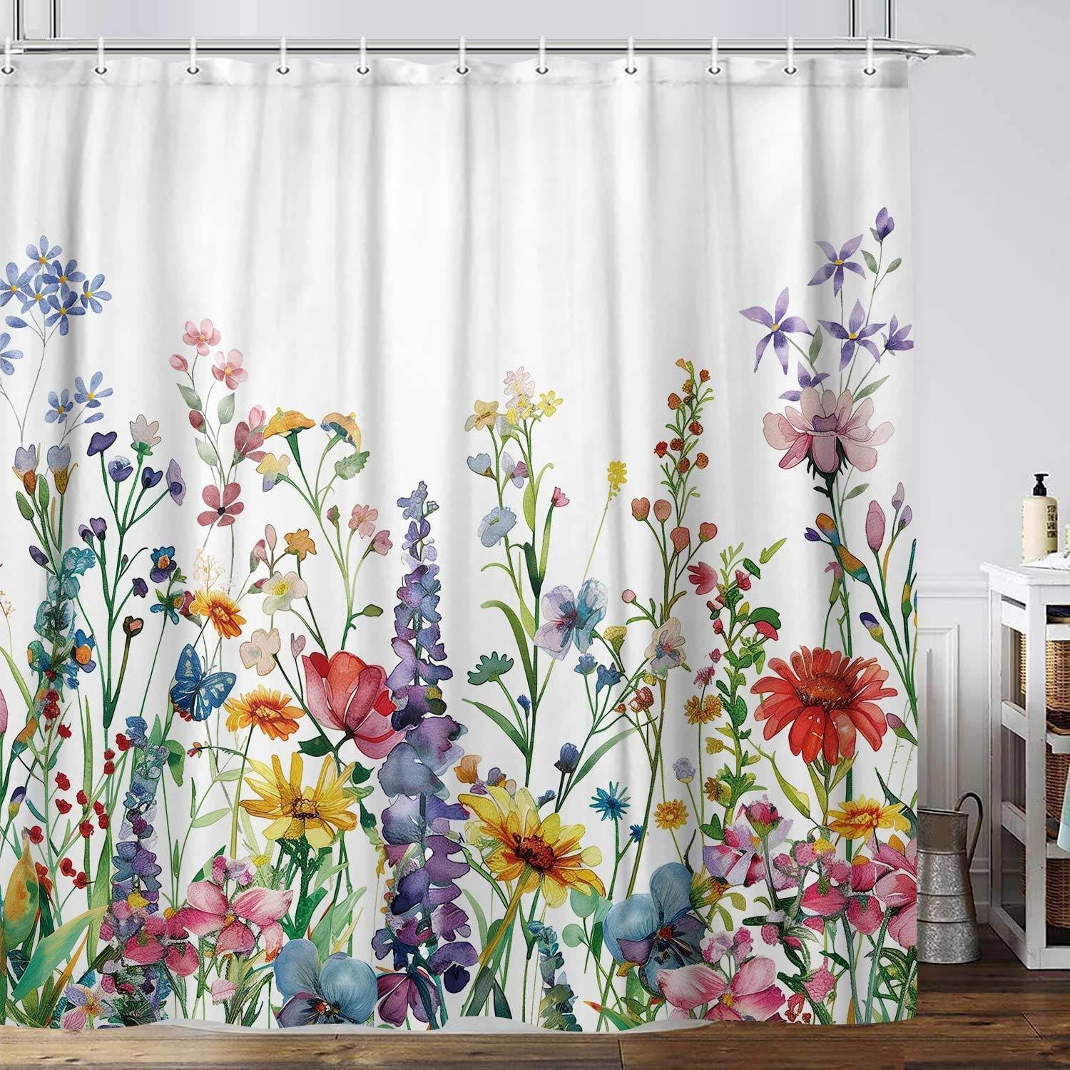 Custom Printed Bath Curtain — custom printed polyester bath curtain detail view
