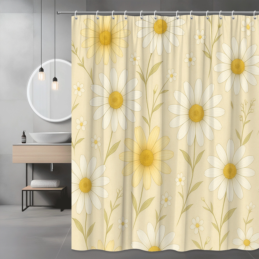 Custom Printed Bath Curtain — custom printed polyester bath curtain detail view