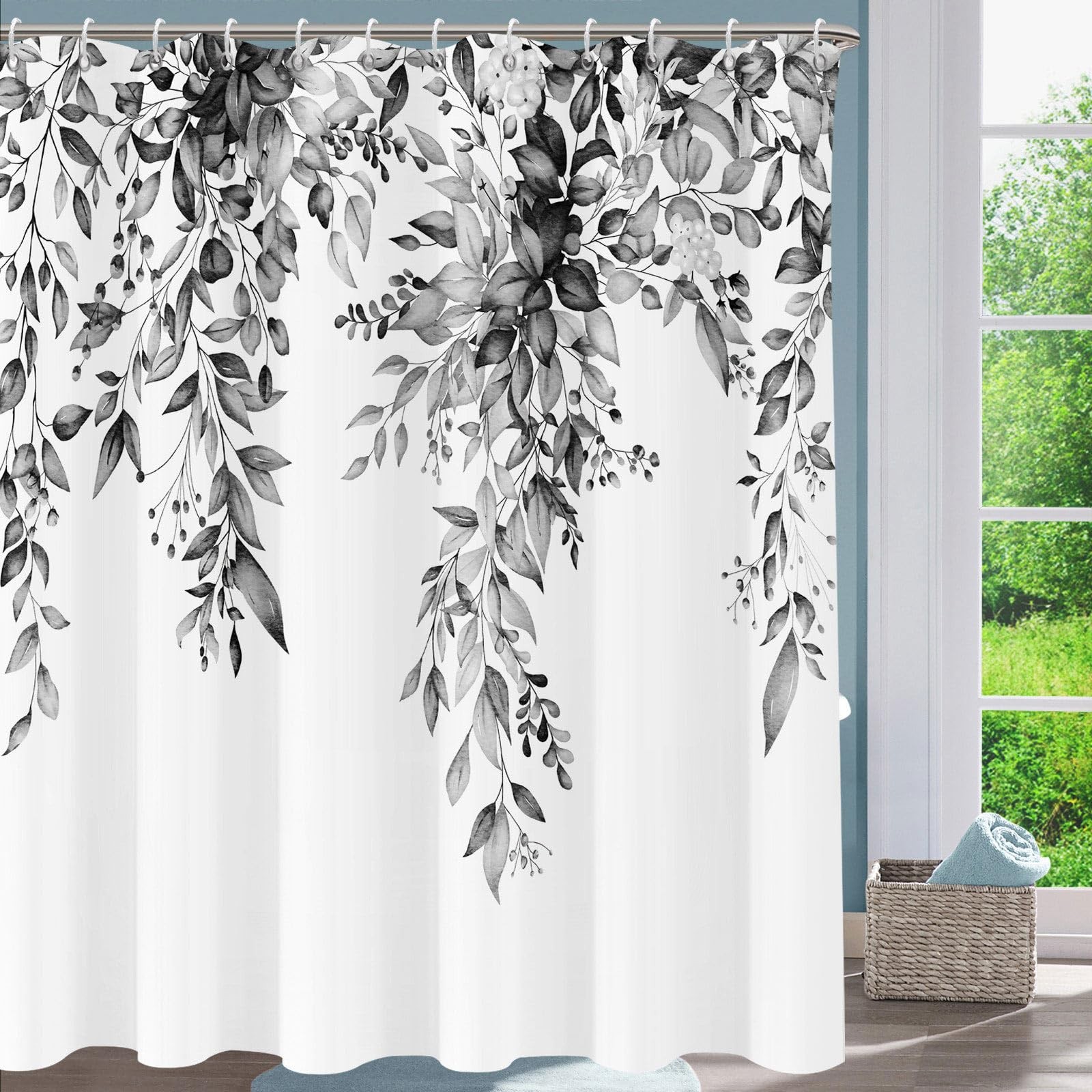 Custom Printed Bath Curtain — custom printed polyester bath curtain detail view