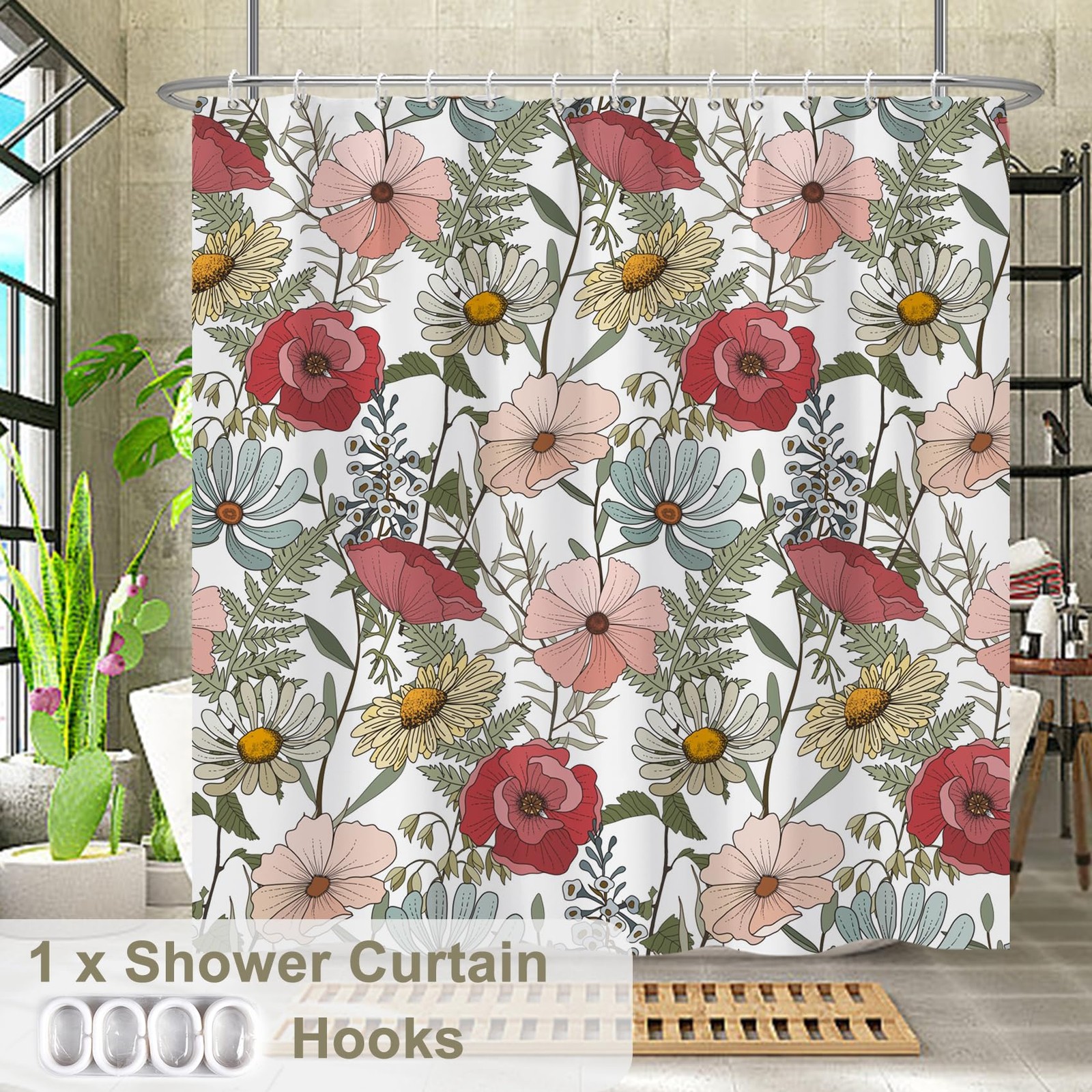 Custom Printed Bath Curtain — custom printed polyester bath curtain detail view