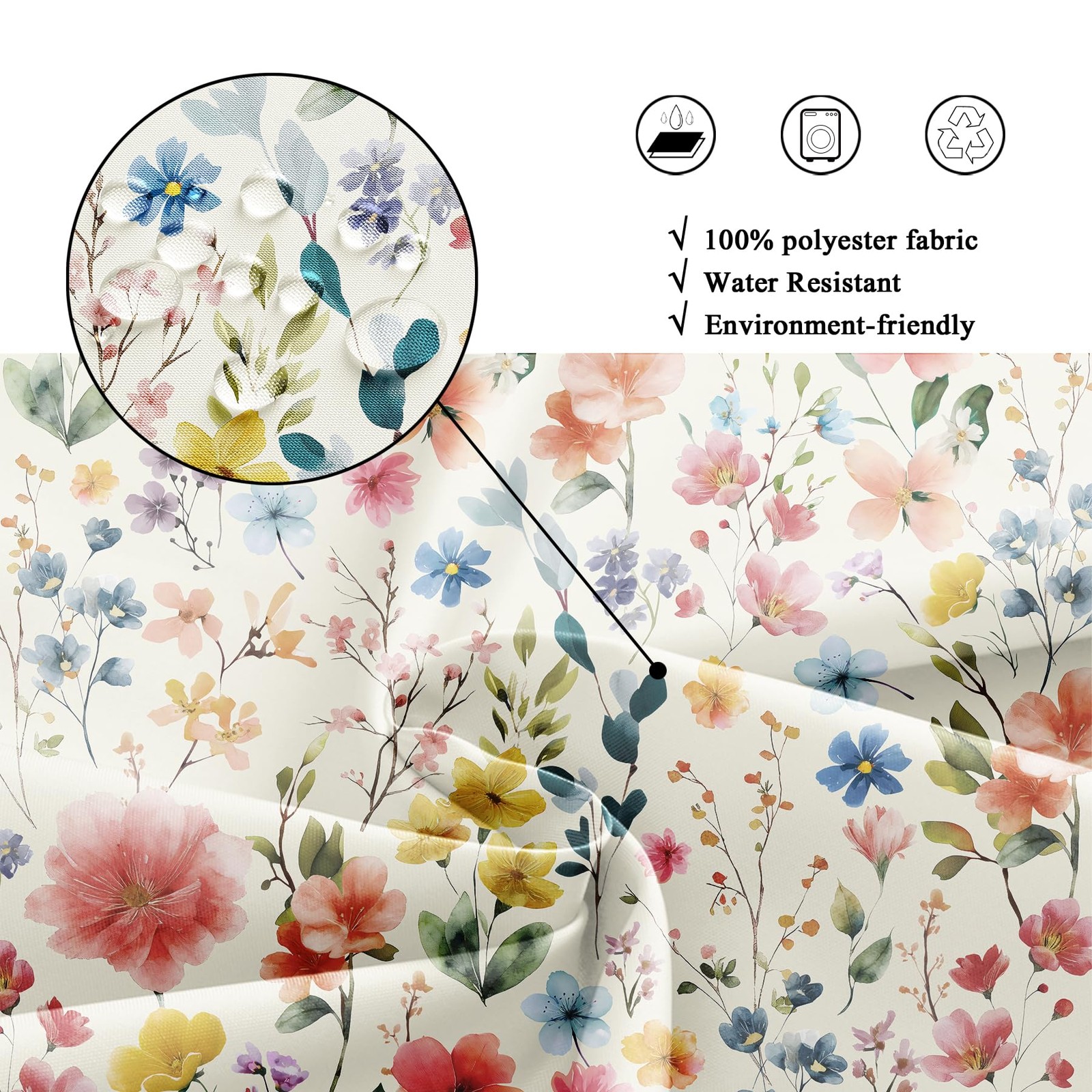 Custom Printed Bath Curtain — custom printed polyester bath curtain detail view