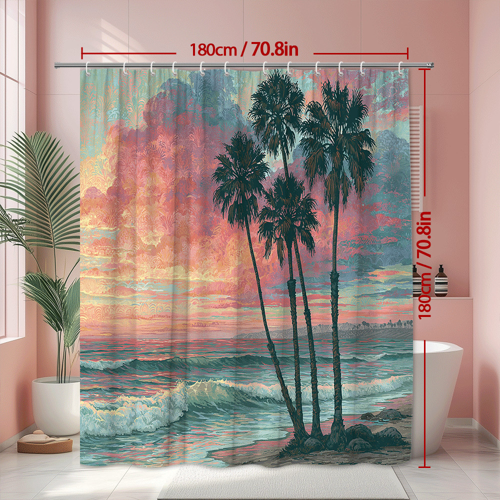 Custom Printed Bath Curtain — custom printed polyester bath curtain detail view