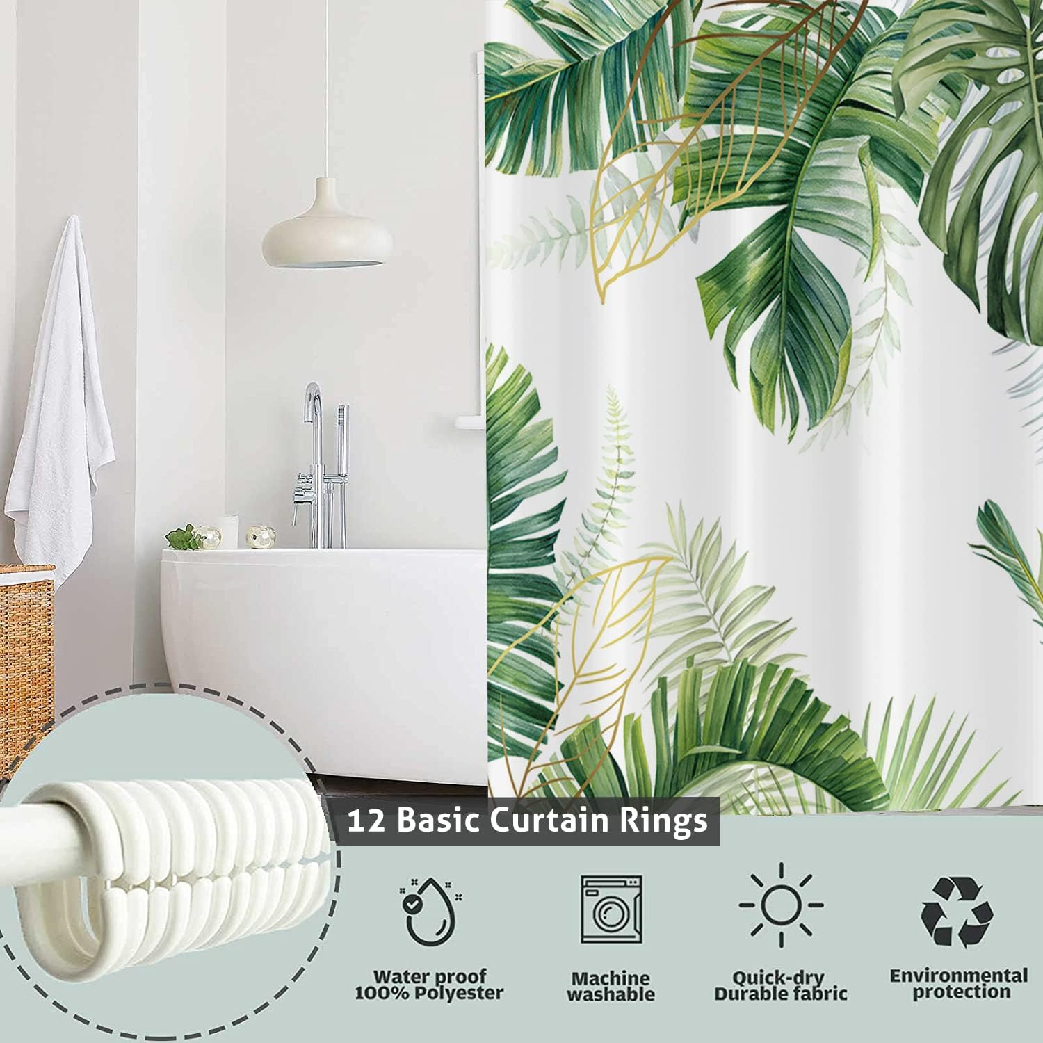 Custom Printed Bath Curtain — custom printed polyester bath curtain detail view