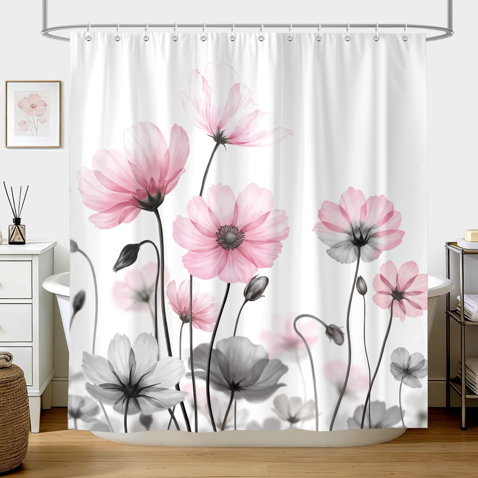Custom Printed Bath Curtain — custom printed polyester bath curtain detail view