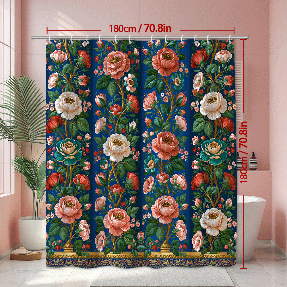 Custom Printed Bath Curtain — custom printed polyester bath curtain detail view