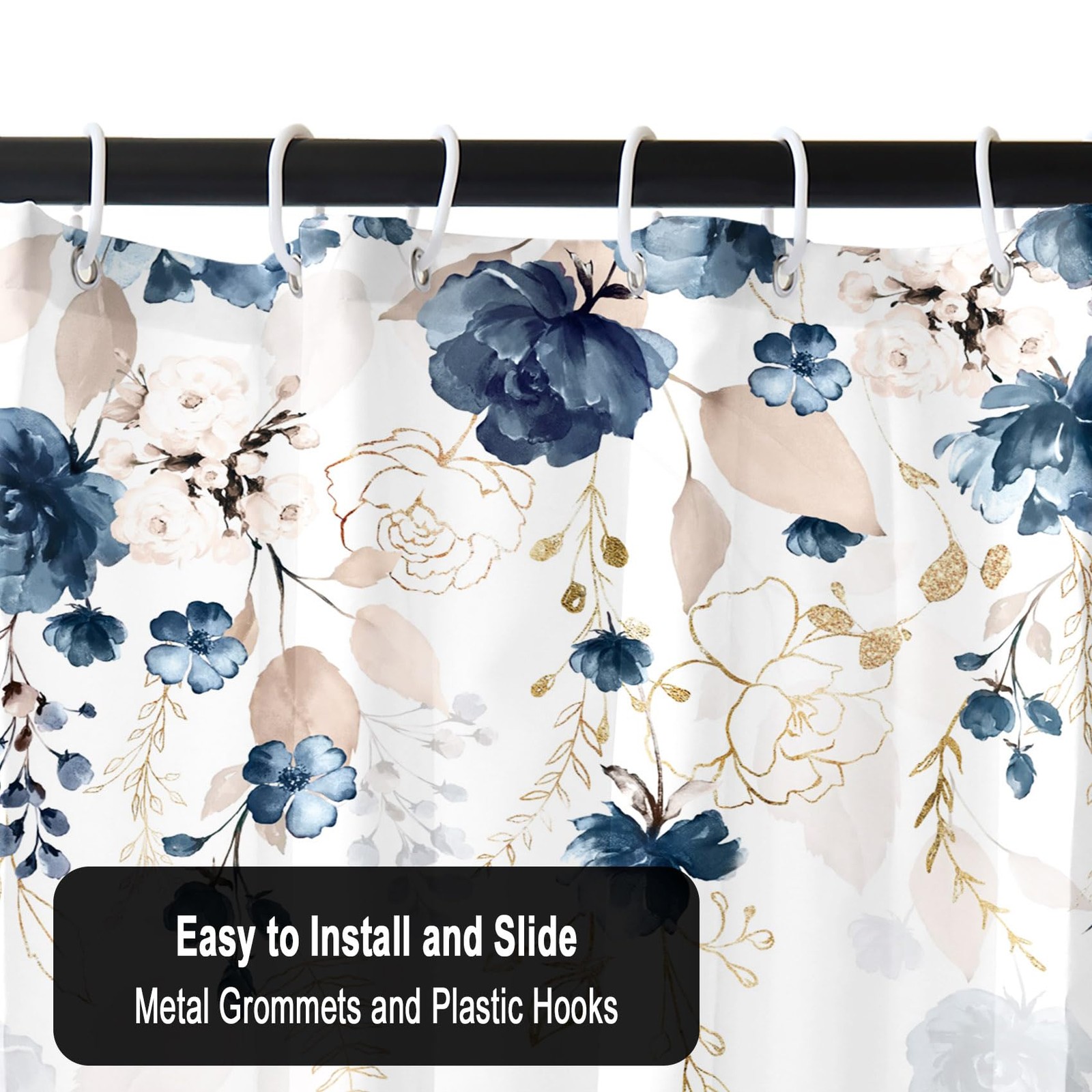 Custom Printed Bath Curtain — custom printed polyester bath curtain detail view