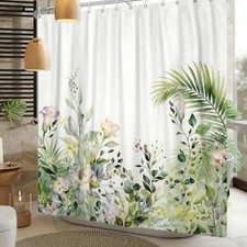 Spring Leaves Shower Curtain Wildflower 72"W x 72"L (Pack of 1) Sage Green — custom printed polyester bath curtain