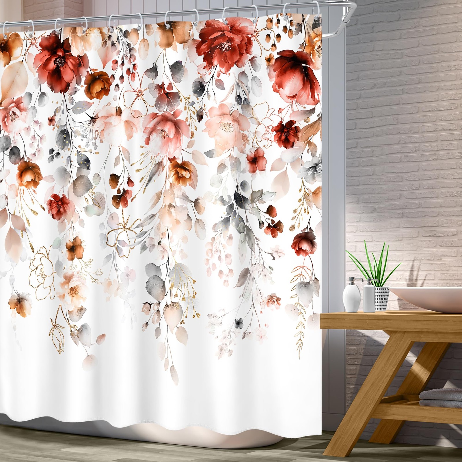 Custom Printed Bath Curtain — custom printed polyester bath curtain detail view